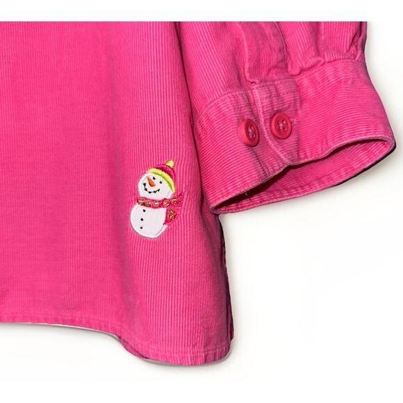 Lot Of 2 Quacker Factory LG Corduroy Shirt Button Embroidered Holiday Christmas - Picture 4 of 14